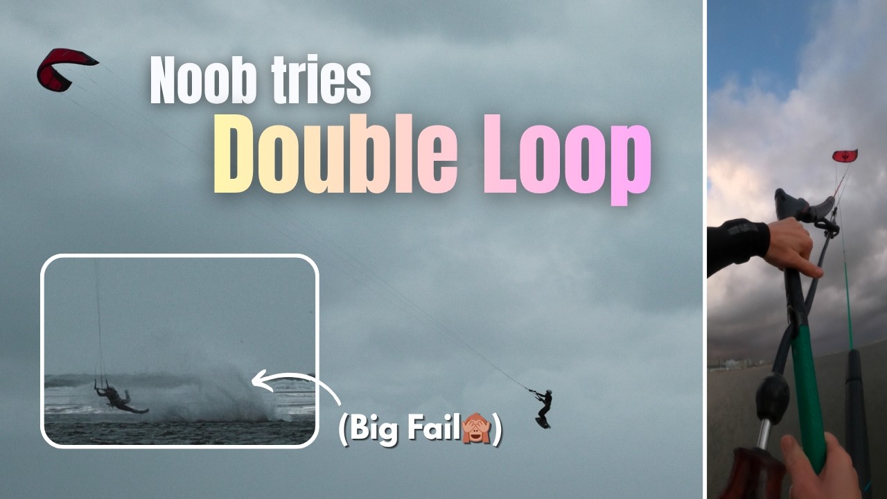 Average Kitesurfer tries DOUBLE KITELOOP !!! (Big Crash?) / KiteVlog
